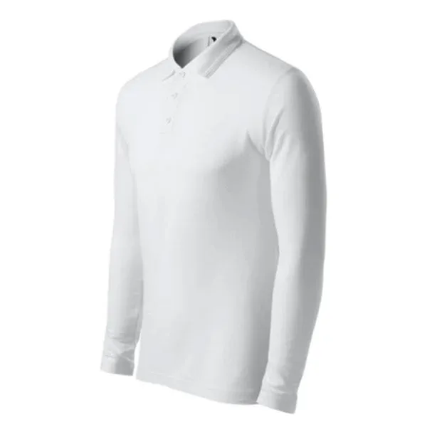 Tricou Polo Malfini pentru bărbați Pique 221 cu mânecă lungă, mărimea S, alb