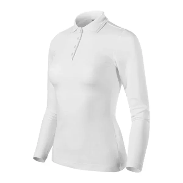 Tricou polo Malfini pentru femei Pique 231 cu mânecă lungă, mărimea S, alb