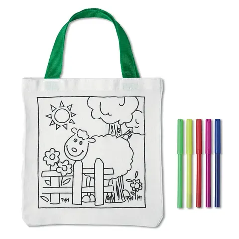 More Than Gifts Geantă de colorat Mateusz, bumbac, cu 5 markere incluse