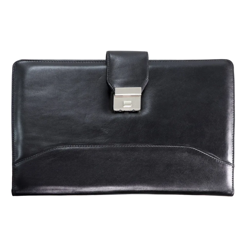 Dosar 903, piele naturală, cu cataramă, negru