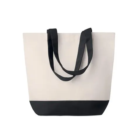 Geantă de plajă More Than Gifts Kleuren, pânză, 280 g/m2, 40 x 15 x 45 cm, negru