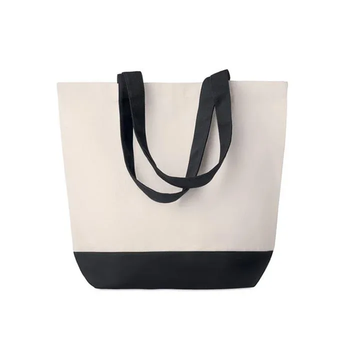 Geantă de plajă More Than Gifts Kleuren, pânză, 280 g/m2, 40 x 15 x 45 cm, negru