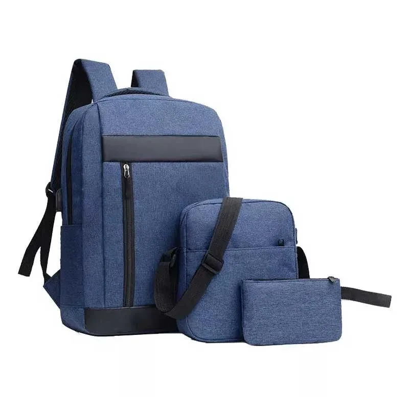 Rucsac set Casablanca pentru laptop, geantă și penar, 3 în 1, poliester, albastru