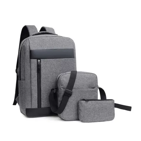 Set rucsac laptop Casablanca, geantă și borsetă, 3 în 1, poliester, gri