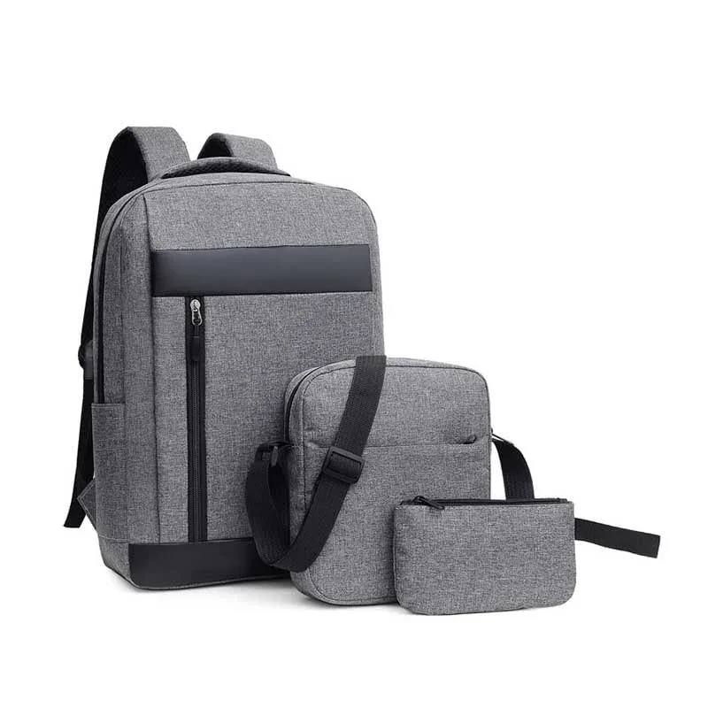 Set rucsac laptop Casablanca, geantă și borsetă, 3 în 1, poliester, gri