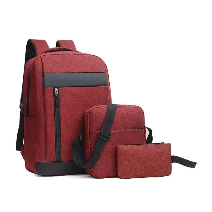 Set rucsac laptop Casablanca, geantă și penar, 3-în-1, poliester, roșu
