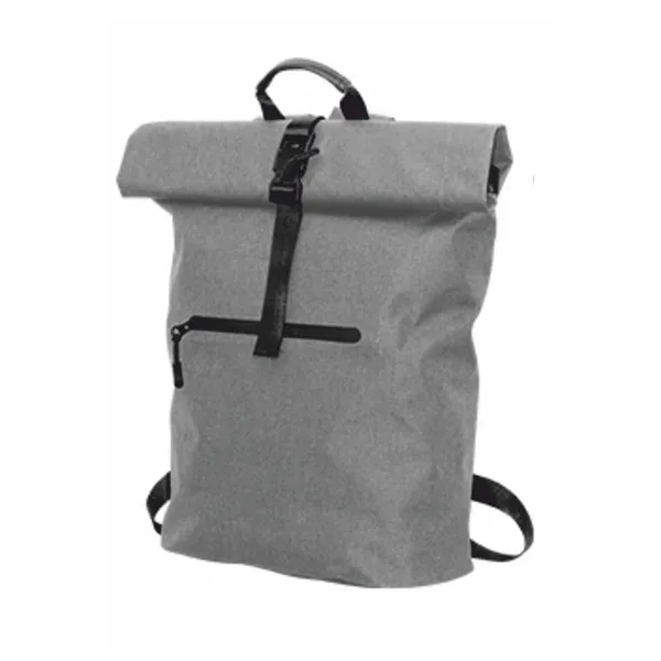 Rucsac Rolltop, impermeabil, cu buzunar, 300D RPET, 40 x 60 cm, gri