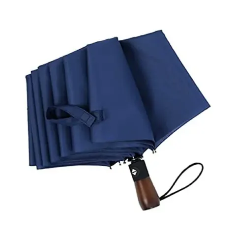 Umbrelă Deschidere/Închidere, Automată, Diametru 105 cm, Mâner din Lemn, Albastru