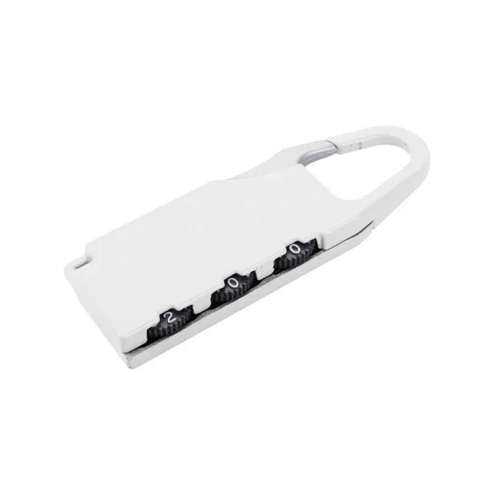 Cool Lacăt pentru bagaje Baiyun, cod cu 3 cifre, metal, alb