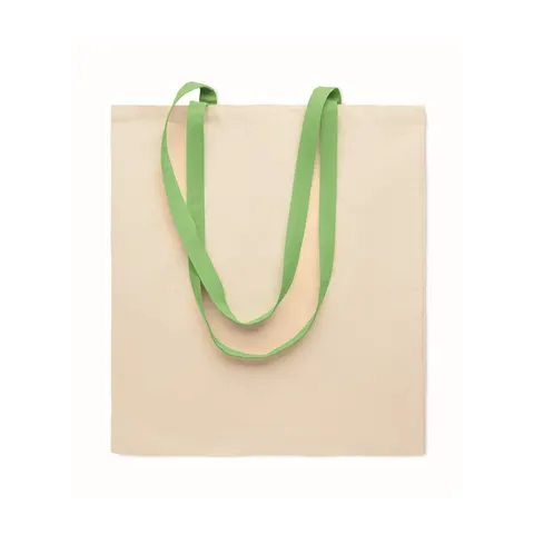 Geantă More Than Gifts Zevra, bumbac, 140 g/m2, natural, cu mânere verzi