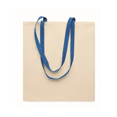 Geantă More Than Gifts Zevra, bumbac, 140 g/m2, natural, cu mânere albastre