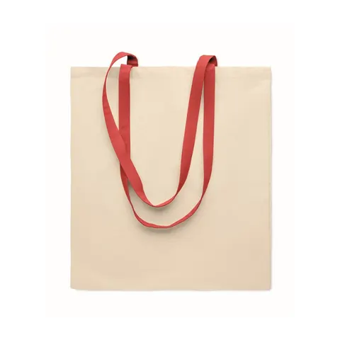 Geantă More Than Gifts Zevra, bumbac, 140 g/m2, natural, cu mânere roșii