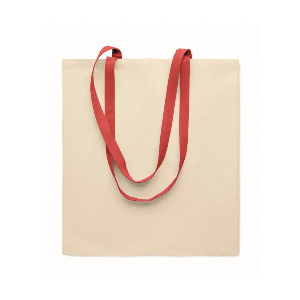 Geantă More Than Gifts Zevra, bumbac, 140 g/m2, natural, cu mânere roșii