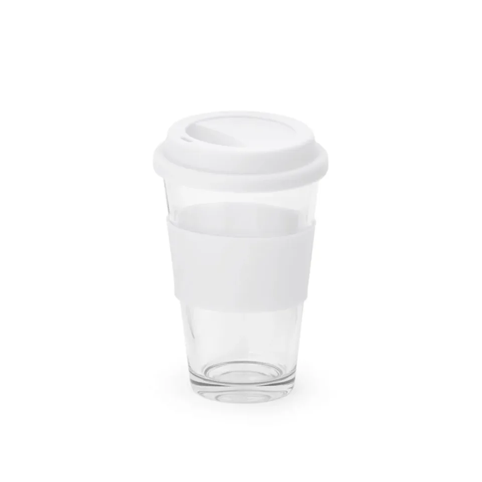 Cană de călătorie Barty, sticlă, 330 ml, alb