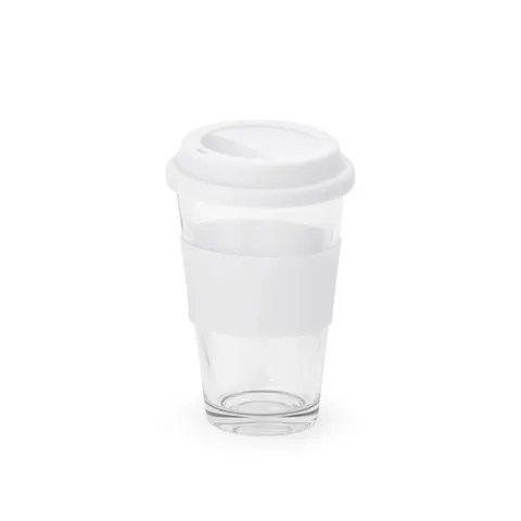Cană de călătorie Barty, sticlă, 330 ml, alb