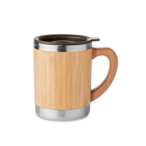 Olyra Ceașcă termică, oțel inoxidabil, cu mâner din bambus, 350 ml