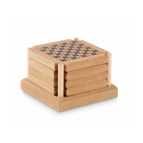 More Than Gifts Suporturi de pahar Coastgame, plută și MDF, cu 4 jocuri