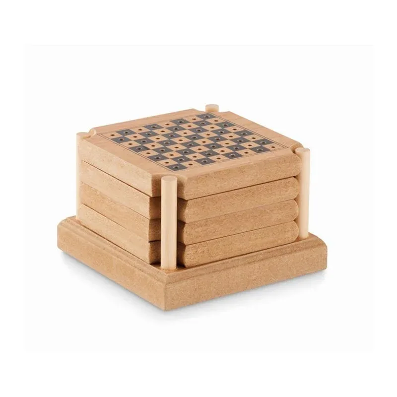 More Than Gifts Suporturi de pahar Coastgame, plută și MDF, cu 4 jocuri