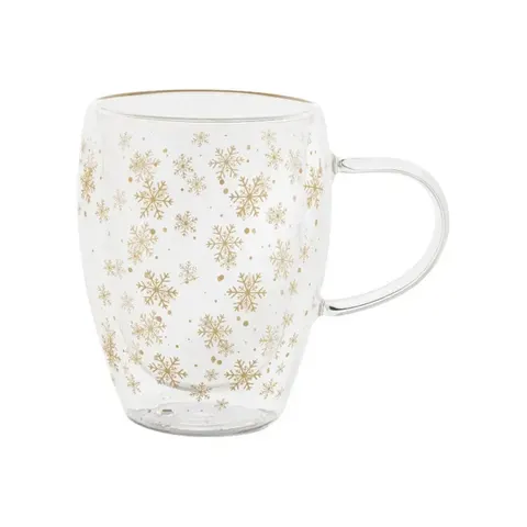 Ceașcă cu doi pereți More Than Gifts Snostro, fulgi de nea, sticlă borosilicată, 350 ml