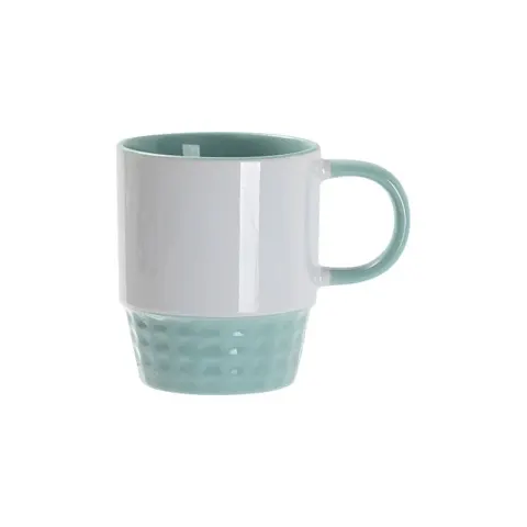 BESTSUB Ceașcă ceramică stivuibilă, interior și mâner colorate, 300 ml, verde