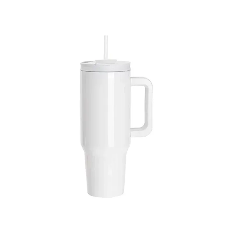 BESTSUB Ceașcă cu mâner, pai și capac, 1200 ml, alb
