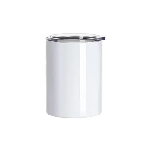 BESTSUB Ceașcă din oțel inoxidabil cu capac transparent, 400 ml, alb