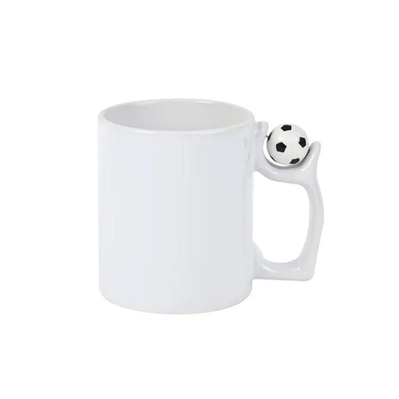 BESTSUB Ceașcă cu design de fotbal, 325 ml, alb