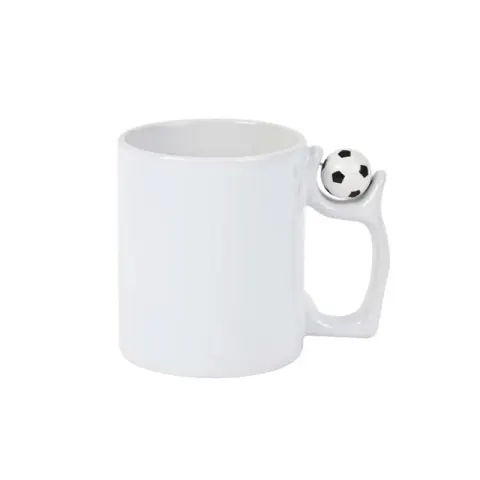 BESTSUB Ceașcă cu design de fotbal, 325 ml, alb