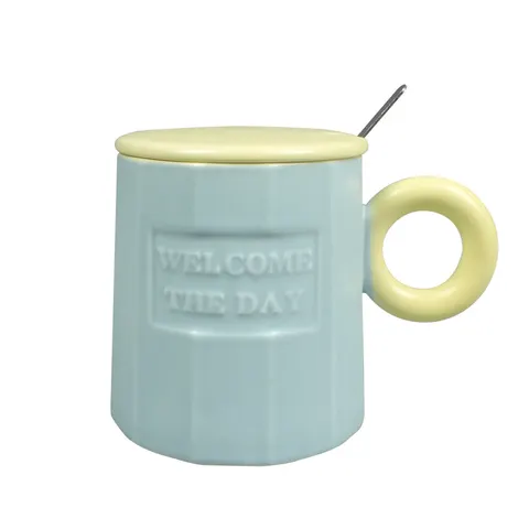 Takk Ceașcă Moka, Welcome, ceramică, cu capac și linguriță, roz