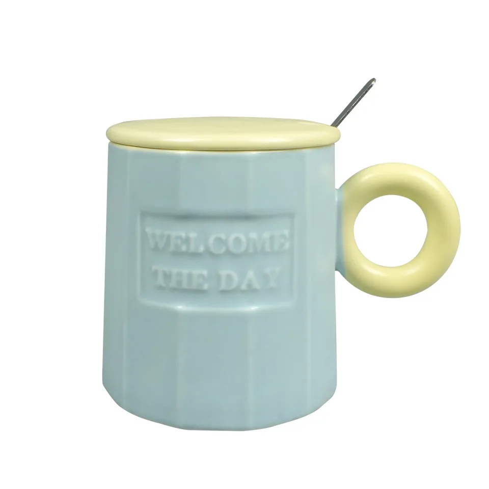 Takk Ceașcă Moka, Welcome, ceramică, cu capac și linguriță, roz