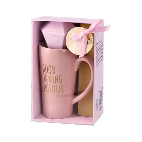 Takk Ceașcă Toby, „Good morning”, ceramică, cu ciocolată, roz