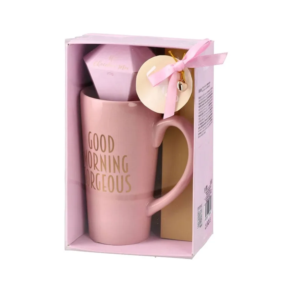 Takk Ceașcă Toby, „Good morning”, ceramică, cu ciocolată, roz