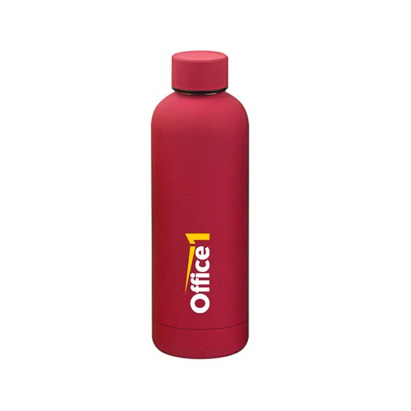 Office 1 Sticlă promoțională, metal, 6.5 x 24 cm, 500 ml, roșie