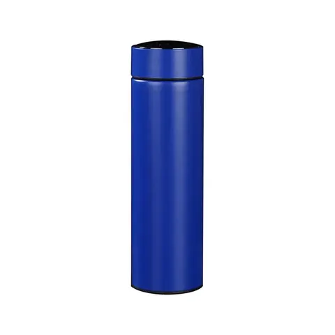 Termos Smarty, metal, cu perete dublu, cu indicator, 500 ml, albastru