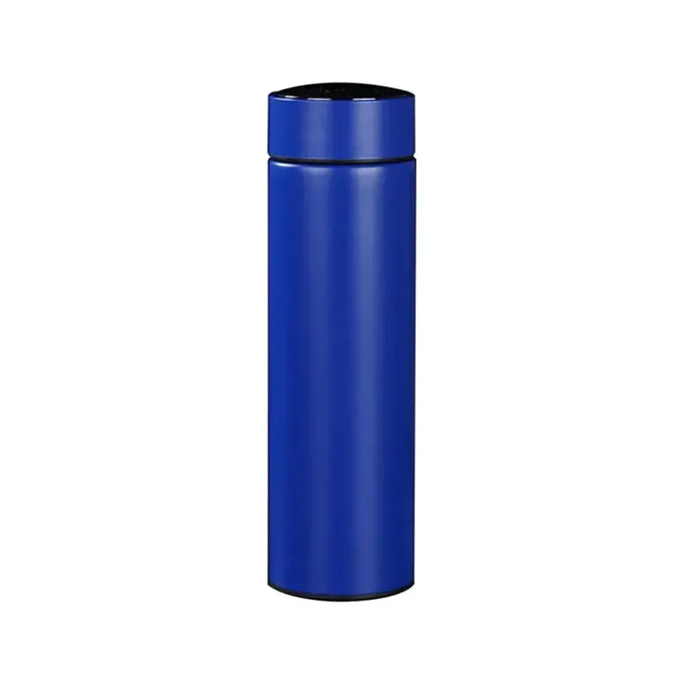 Termos Smarty, metal, cu perete dublu, cu indicator, 500 ml, albastru