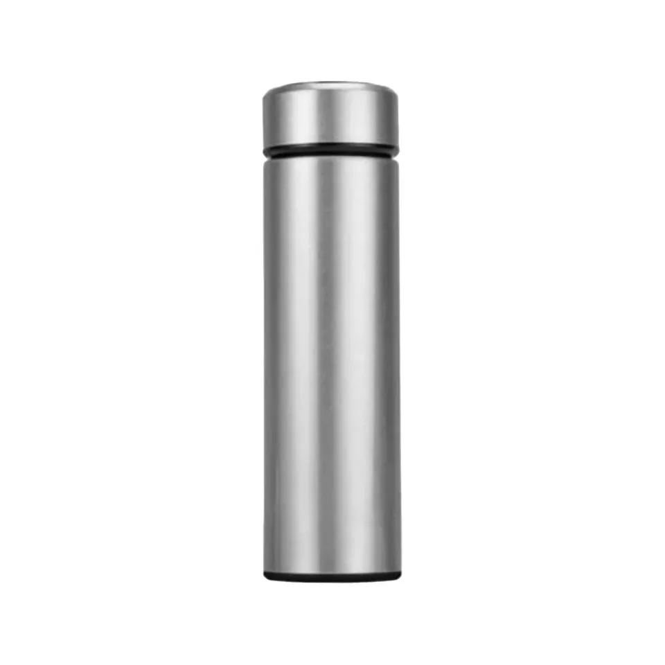 Termos Smarty, metal, cu perete dublu, cu indicator, 500 ml, argintiu