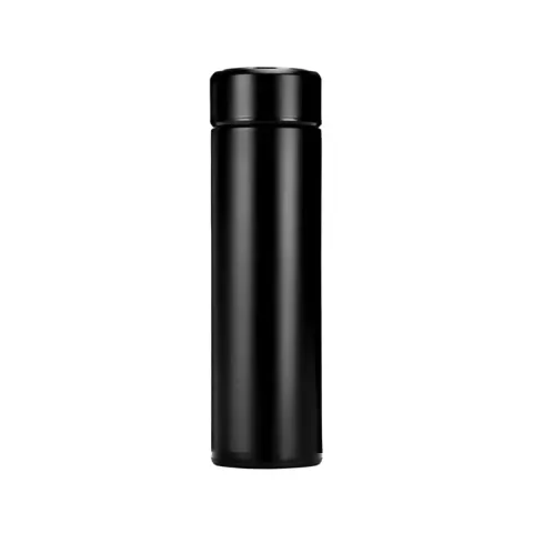 Termos Smarty, metal, cu perete dublu, cu indicator, 500 ml, negru