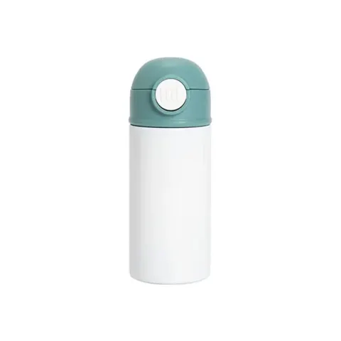 Sticlă pentru copii BESTSUB, cu capac și pai, 360 ml, alb-verde