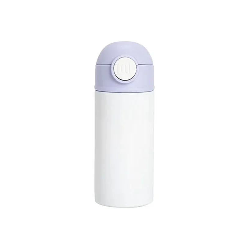 Sticlă pentru copii BESTSUB, cu capac și pai, 360 ml, alb-mov