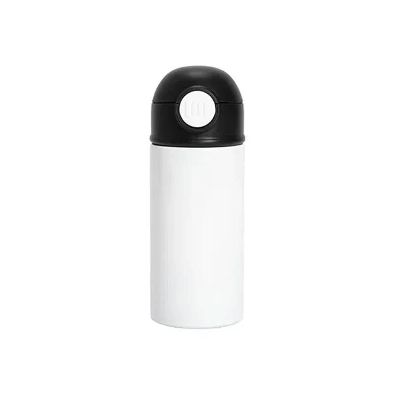 Sticlă pentru copii BESTSUB, cu capac și pai, 360 ml, alb-negru
