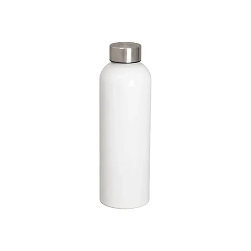 Sticlă sport din aluminiu BESTSUB, cu capac argintiu, 700 ml, albă