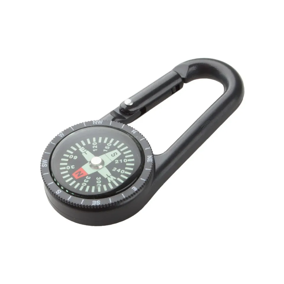 Breloc-carabină Cool Edmund, cu busolă, negru