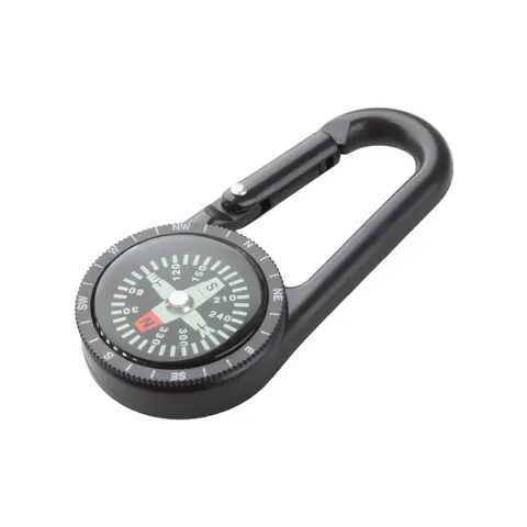 Breloc-carabină Cool Edmund, cu busolă, negru