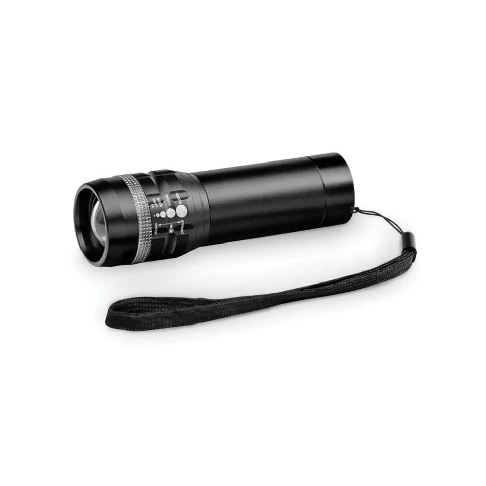 Lanternă Zoomin, aluminiu, 3.3 x 10.4 cm, negru