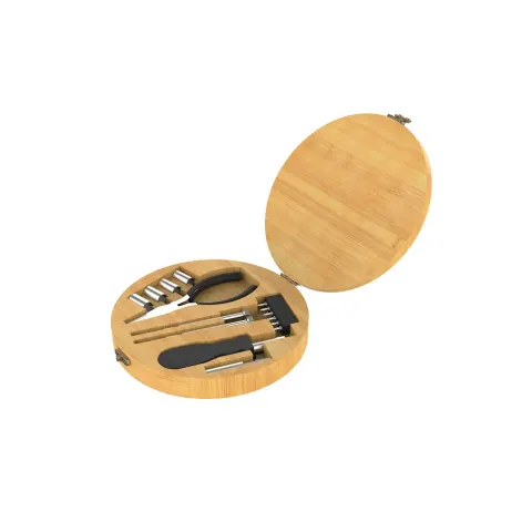 Set de unelte Round Tools, în cutie rotundă de bambus