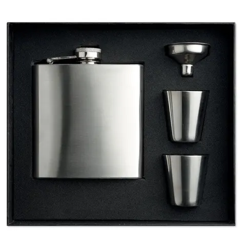 Set More Than Gifts Slimmy Flask, sticlă cu două pahare