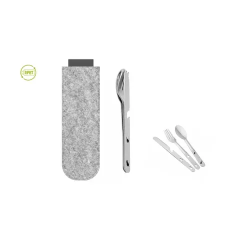 Lingură, furculiță și cuțit Survival, în husă