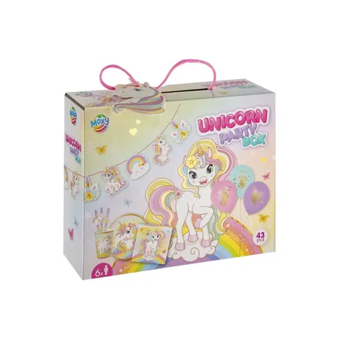 Moxy Cutie cu accesorii pentru petrecere Unicorn, 43 de piese