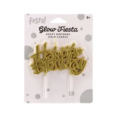 Festa Lumânare tort, Happy Birthday, auriu