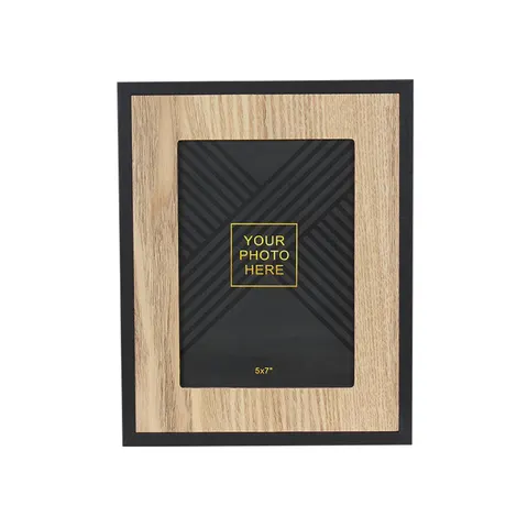 Splendid Ramă foto Davos, MDF, 21 x 26 cm, negru cu elemente din lemn